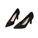 2025 New High Heels Women's Coarse Heel Black Long Standing Non Tiring Work Soft Bottom Shallow Mouth Pointed Single_vogvips.com