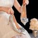Silver Glitter New Cinderella Wedding Stiletto Heel, Pointed Toe, Shallow Mouth, European And American Style Crystal_vogvips.com