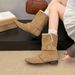 2026 Melard Brown Retro French Style Chunky Heel Short For Women Autumn Winter New Fashion Versatile Western Mid-Calf_vogvips.com