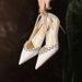 Women S Sheepskin French Rhinestone Design High Heels For Women Pointed Toe Stiletto Shallow Mouth Single Shoes Hollow_vogvips.com