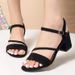 Cross-border Plus-size Sandals 2025 Spring New Style Medium-heel Chunky-heel Women's Shoes Open-toe Strap Buckle Roman_vogvips.com