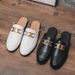 Brand Designer Mens Casual Diamond Leather Luxury Business Italian 38~47 Men Half Shoes Drop Ship Mules Man Black Slides_vogvips.com