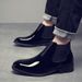 Korean Version Of Chinese Patent Leather Pointed Chelsea Boots Youth Business Fashion Boots_vogvips.com