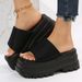 Women's Shoes Spring And Summer Fashion Platform Heel Thick Bottom Large Size Slippers Women's Square Head Waterproof Platform Flip Flops_vogvips.com
