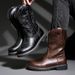 26ss High Tube Amekaji Work Men's Style Western Cowboy Trendy Motorcycle Riding Boots_vogvips.com