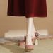 Women's Bridal Mary Jane Pumps - Chunky Heel Wedding Shoes With Pearl & Bow Decor, Square Toe & Ankle Strap_vogvips.com