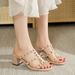 Women's High Heeled Chunky Heel French Retro Slip-On Sandals Summer Lazy Sandals Half Slip_vogvips.com