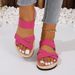 2024 New Strap For Women Summer Outdoor Grass-Proof Woven Linen Roman Sandals With Elastic Cross Flat Sole_vogvips.com