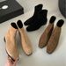 Minimalist Short For Women, High-End Feel, 2025 New Winter Square Toe Korean Style Ankle Boots, French Slim Boots_vogvips.com