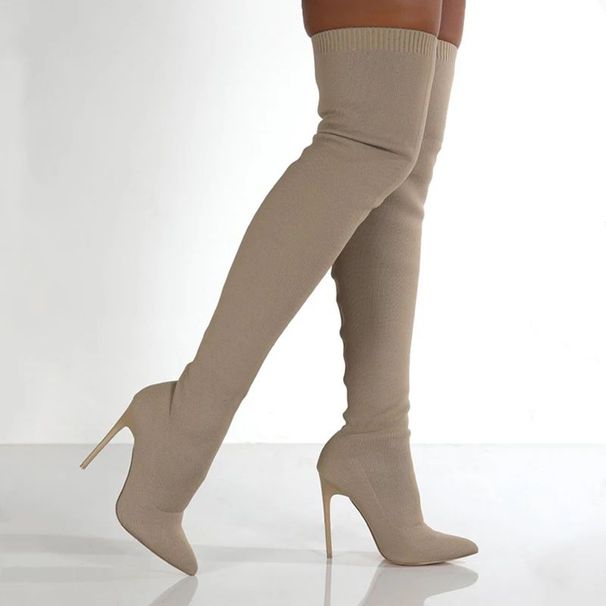 Women's Pointed Toe Thin Heel Knee High Boots Slip On Par Cl Cleanfit Sle Loose Fit Ultra Thin Material Other Material 00%_vogvips.com