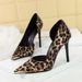 Women's Shoes Exquisitely Sexy Leopard Print High Heels For Women, Versatile Stilettos With Open Sides And Metal Pointed Toe, Elegant Single Shoes_vogvips.com