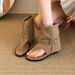 Women's Height-Increasing Clip-Toe Herringbone Sandal Boots, 2026 New Summer Model, High-End Roman Sandals To Pair With_vogvips.com