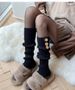 Button Sock Covers For Women, Autumn And Winter Thickened Snow Boot Leg Covers, Warm Pile Coffee Color Mid-Calf Socks,_vogvips.com