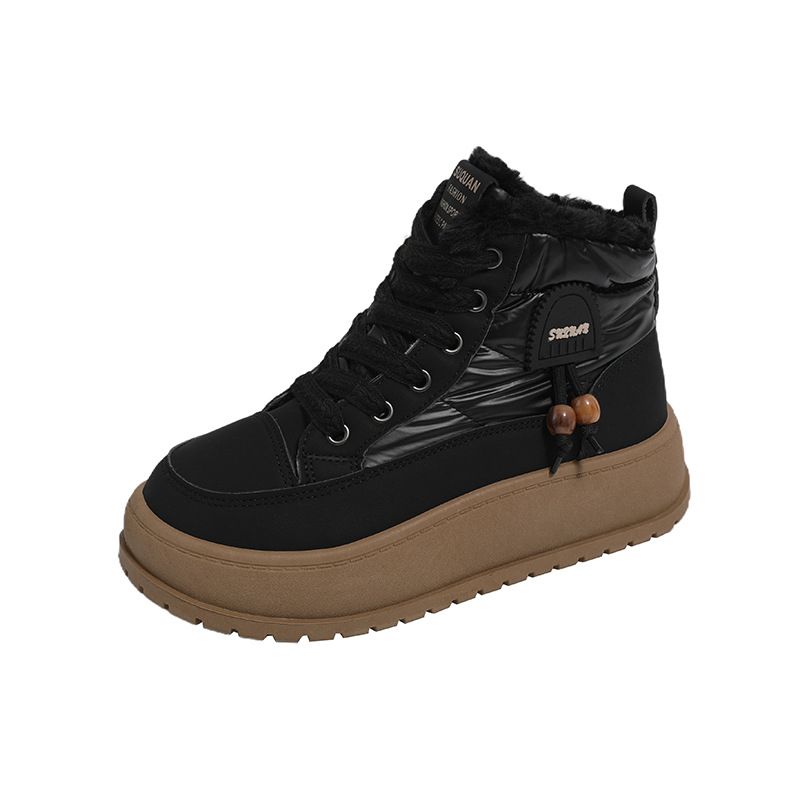 Fleece-Lined High-Top Snow Boots For Women 2025 Winter New Style Student Ins Korean Version Warm Casual Cotton Shoes_vogvips.com