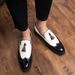 Unbeatable Quality New Blok Color Blocked Fringed Leather Shoes, Shiny Leather, Fashionable Set, Loafers, Hairstyles, Size 48 Men's Shoes_vogvips.com