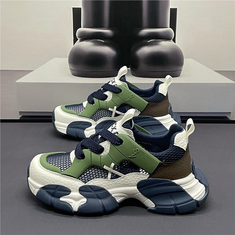 American-Style FashiNew Youth Chunky Dad Shoes, Thick-Soled, Summer Single-Layer Mesh, Breathable, Lightweight, Niche,_vogvips.com