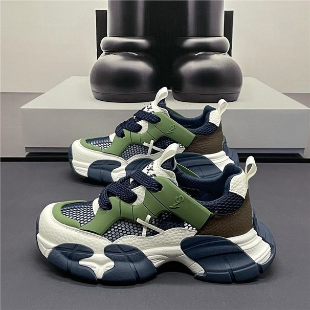 American-Style FashiNew Youth Chunky Dad Shoes, Thick-Soled, Summer Single-Layer Mesh, Breathable, Lightweight, Niche,_vogvips.com