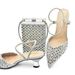 Women's pointy perforated drill heels with bag set banquet shoes bag_vogvips.com