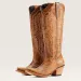 Pointed Toe Chunky Block Heel Knee High Large Size Western Retro Tall Leather Riding Boots_vogvips.com