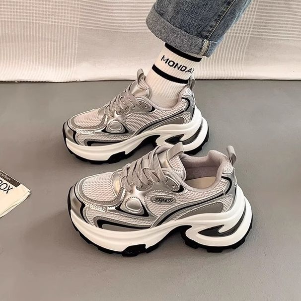 Mesh Breathable Dad Shoes For Women New Thick Sole Height Increase Thin Lightweight Versatile Casual Sports Shoes Trend_vogvips.com