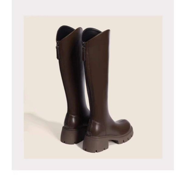 Platform Riding 2025 New Spring And Autumn Single For Petite Women Mid-High Tube Over-the-Knee Long Boots_vogvips.com