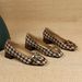 Spot Metal Buckle Casual Single Shoes Women 2023 Summer New Shallow Mouth Thick Heel Houndstooth Women's Shoes Low Top High Heels_vogvips.com