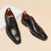Euro Step Spring Summer Genuine Leather Small Square Toe Brogue Carved Derby First Layer Cowhide Business Formal Men's Shoes_vogvips.com