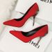 Pumps Pointed Toe Single Women S Wedding Red Bridal Shoes Metal Hollow Suede Stiletto High Heels_vogvips.com