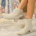 326-18 Style Gold Glitter Pointed Side Zipper Thick Heel High-heeled Short Boots For Children_vogvips.com