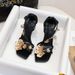 High Heel For Women, Gold Square Toe Stiletto Step-by-Step Flower Shoes, One-Strap Sexy Open-Toe Design Sandals_vogvips.com
