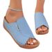 Large Size Women's Casual Slippers Thick Soled Fish Mouth Wedge Heeled Wide Striped Simple Fashionable Slip-On Shoes_vogvips.com