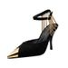 Women's Elegant Chain Detail Pointed-Toe Stiletto Pumps In Classic Black For Office & Evening Wear Pointed Toe And Stiletto Heel In Sexy Black._vogvips.com