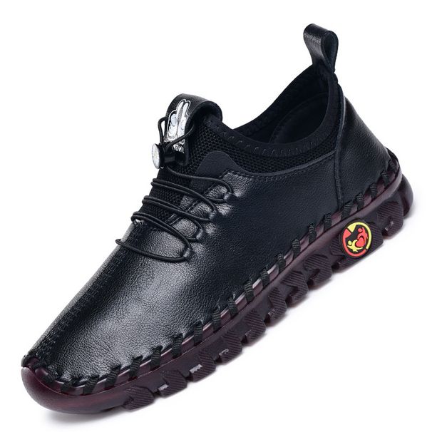 Hand-Sewn Soft-Soled Casual Women's Shoes For Moms, Cow Tendon Sole, Breathable Leather, For Women Aged 40 To 50, Shock-_vogvips.com