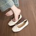 Square Head Bow Ballet Single Shoes Women's Flat-soled Laden Shoes French One-pedal Beanie Shoes_vogvips.com