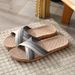 Men Shoes Slippers Linen Home Indoor Open Toe Flat Shoe Beach Slippers Striped Spliced Rubber Sandals Zapatillas Hombre_vogvips.com