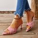 Women's Shoes, European And American Style Pointed Toe Retro Monogram Slippers, Plus Size High Heel Open Toe Outdoor Sandals_vogvips.com