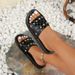 New Fashionable Women's With Rivets, Trendy Sandals, Indoor And Outdoor Flat Slippers For Women_vogvips.com