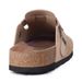 Crestar Women's Cow Suede Clogs Cork Footbed Leather Mules Slippers Unisex Comfortable Fashion Potato Shoes With Arch Support_vogvips.com