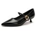 Pointed Toe Retro Women's Mid-Heel Shoes 2025 New Model Single Strap High Heels Stiletto Soft Leather French Mary Jane Women's Sho_vogvips.com