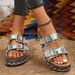 Summer Thick Soled Double Buckle Cork Slippers For Women Plus Size Rhinestone Rope Beach Slippers New Style_vogvips.com