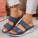 Women's Rhinestone Wedge Sandals Summer New Style Thick Sole European American Plus Size Beach Sandals Air Cushion_vogvips.com