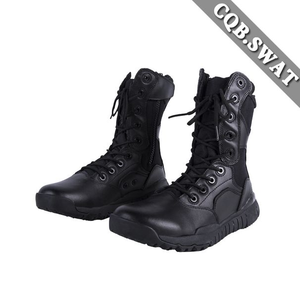 Black Combat Boots Xiaolong Light Combat Boots Shock Absorption High Top Outdoor Tactical Boots Combat Boots Breathable_vogvips.com