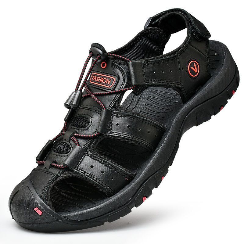 Summer Genuine Mens Casual Outdoor Leather Sandals For Men Beach Roman Shoes Plus Size 38-48_vogvips.com