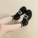 Rhinestone Square Buckle Loafers, Korean Version Of College Small Leather Shoes, Student Casual Women's Shoes, Single Shoes_vogvips.com