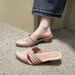 Heli Shark New Summer Fashion Solid Color Pointed Toe Half Slippers Casual Outdoor Thick Women's Shoes Hollow Low Heel_vogvips.com