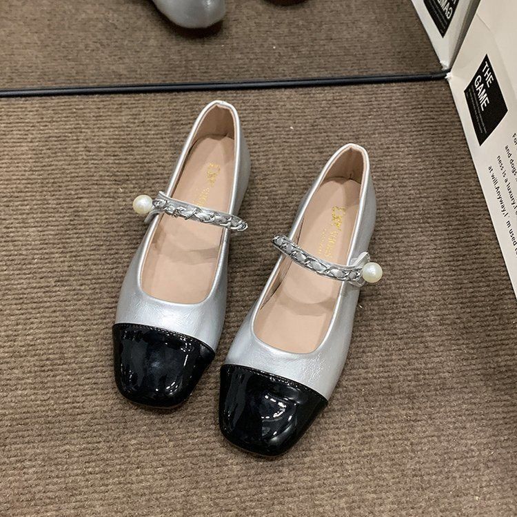 Mary Jane Small Leather Shoes Female Season Fairy Wind Pearl Buckle Flat Beanie Single Shoes Female_vogvips.com