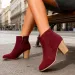 Woman Autumn Winter Chunky Heels Zip Chelsea Ankle Boots Women Fashion Comfortable Shoes 260112_vogvips.com