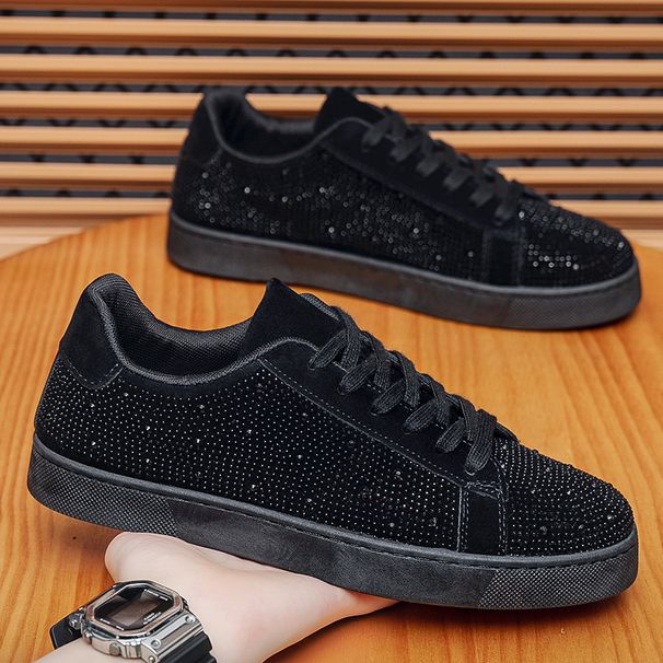 Nightclub Casual With Rhinestones, Social Youth Sneakers, Fashion Trendy Sports Shoes, Niche Style Men's Shoes_vogvips.com