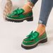 Women's Thick Soled Platform Low Top Single Shoes Plus Size British Style Leather Bow_vogvips.com