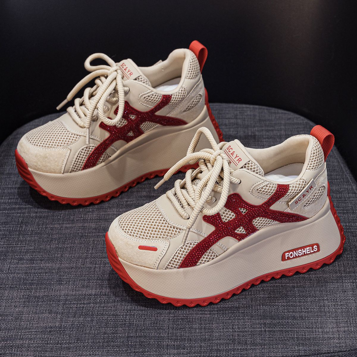 thick-soled Small Forrest Gump Shoes Women's Light Luxury Casual Height-increasing Sports White Shoes_vogvips.com